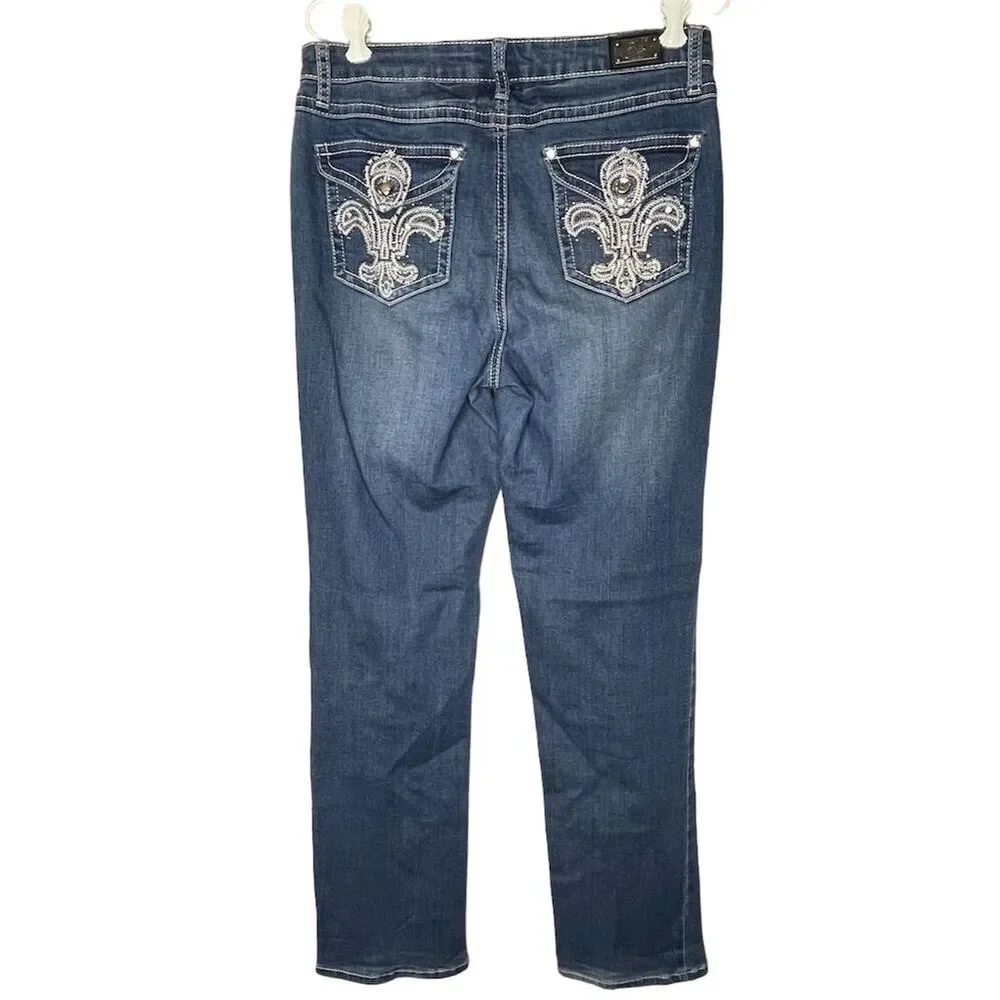 Earl Jeans Women's Embellished Straight Leg Jeans Size 10 - Picture 2 of 5